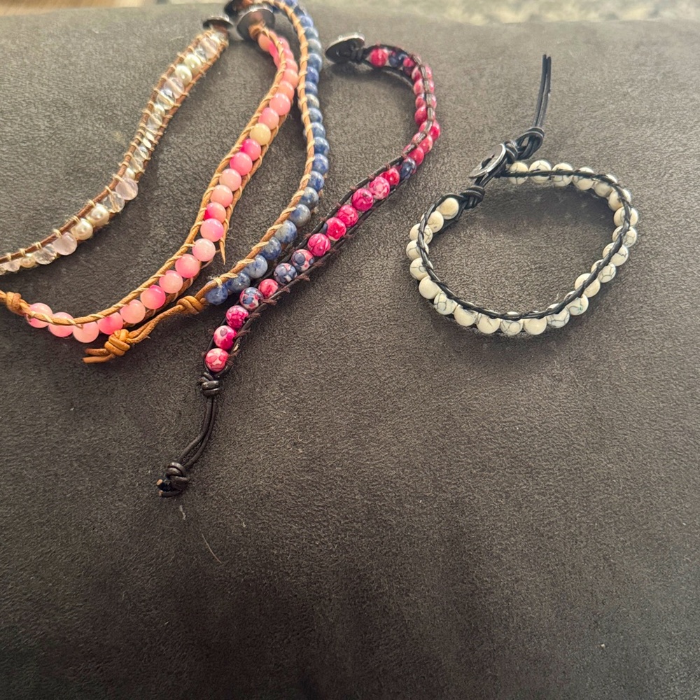 Elegant Beaded Bracelet Set - Pink, Blue, White, Brown